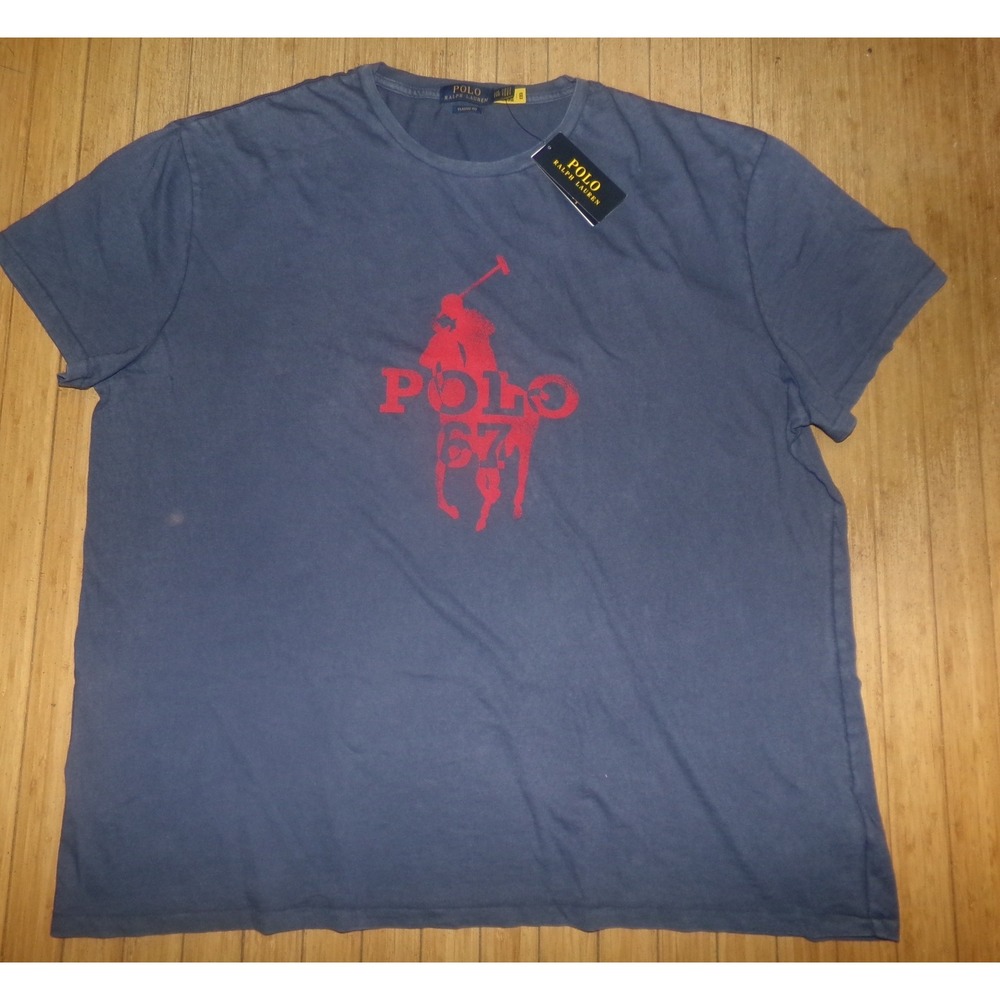 Polo Ralph Lauren Mens XXL Navy Blue Red Big Pony Polo 67 Graphic T-Shirt NWT